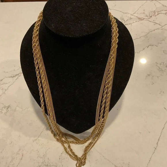 Vintage Monet Elegant Gold 3 strand Necklace 26” - Picture 2 of 5